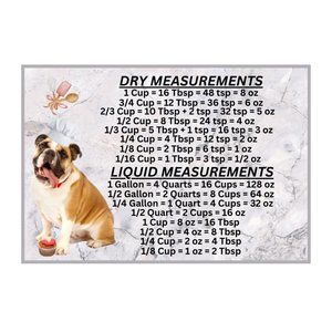 Bulldog Measuring Chart Magnet Kitchen Baking Guide
